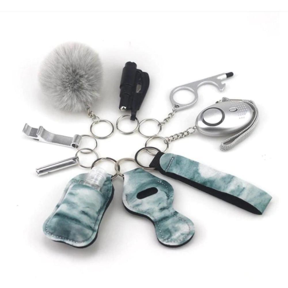 10 Piece Self Defense Keychain Gray Tie dye Pattern